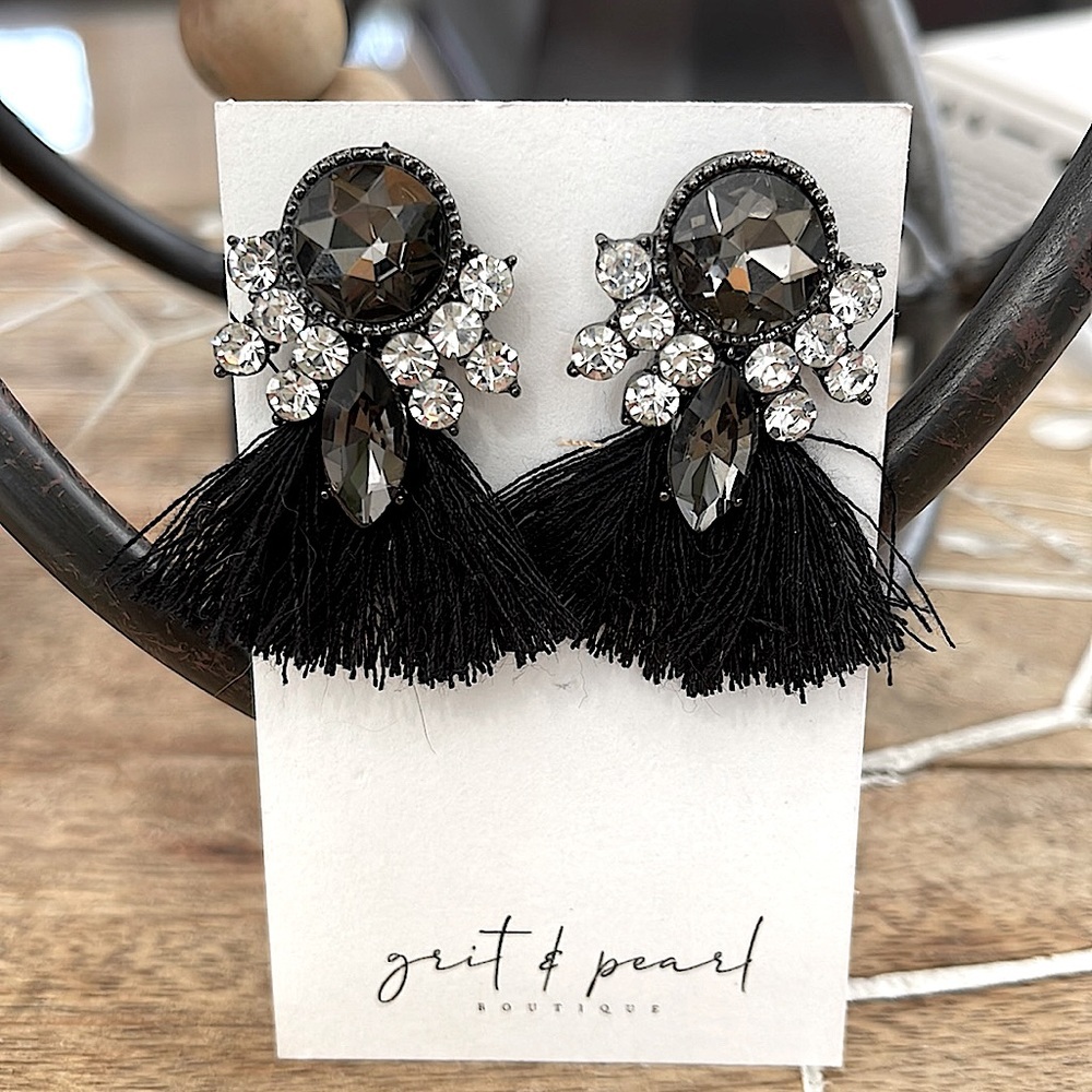 Black glam boho earrings